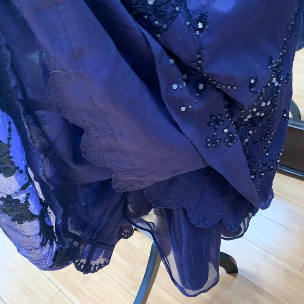 Lithe Beaded Embroidered Navy Full Layered Skirt - Picture 7 of 11